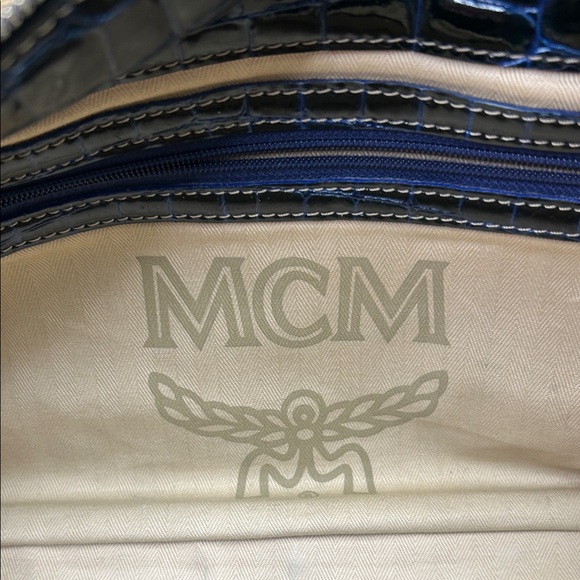 MCM Midnight Blue Crocodile Embossed Satchel - Picture 9 of 14